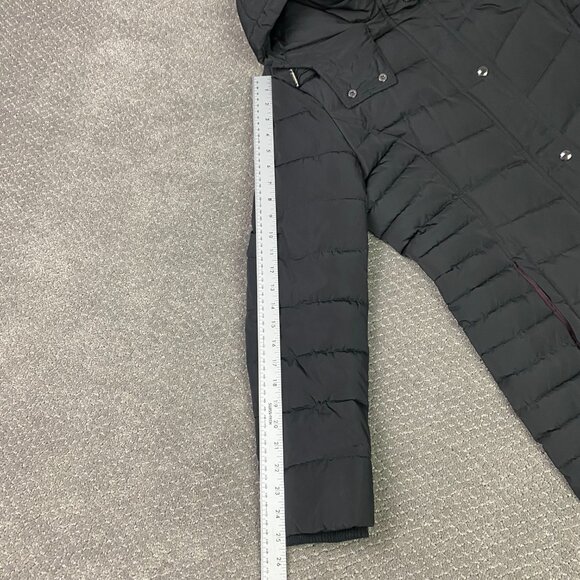 Tommy Hilfiger Hooded Long Puffer Coat Jacket Parka Women's Medium Black Quilted - Picture 12 of 15